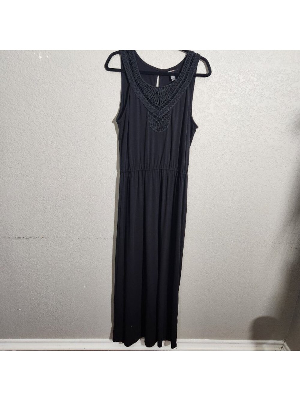 Style & Co Maxi Dress Size L Crochet Black Sleeveless